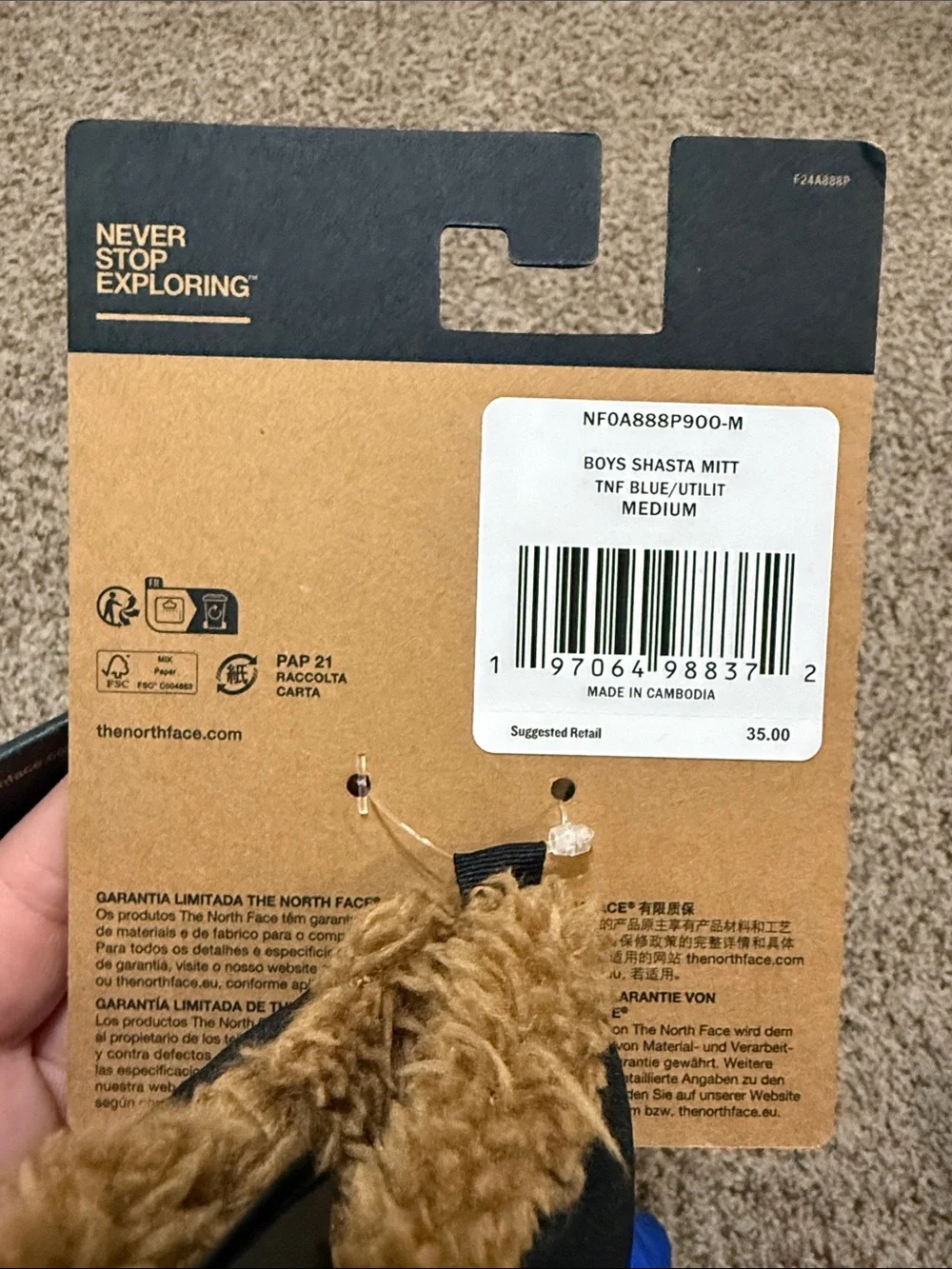 The North Face Boys Snow Mittens Sz M